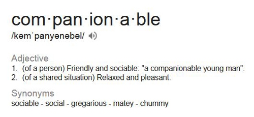 companionable definition